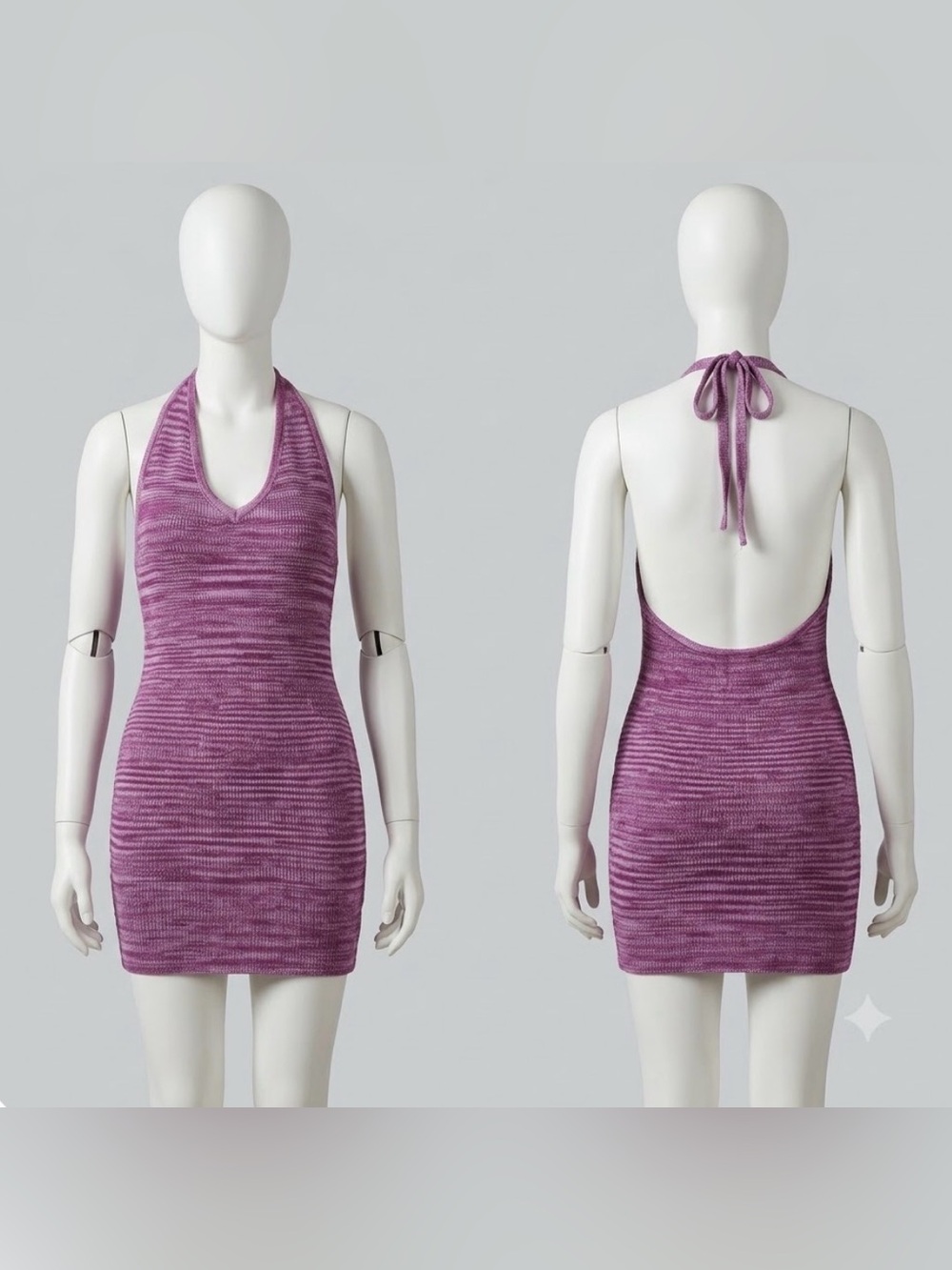 Princess Polly Zoey Pink Purple Space Dye Knit Halter Mini Dress Size S/M
